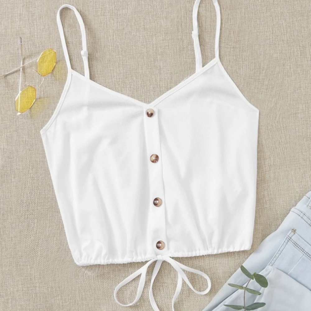 Drawstring Hem Buttoned Cami Top